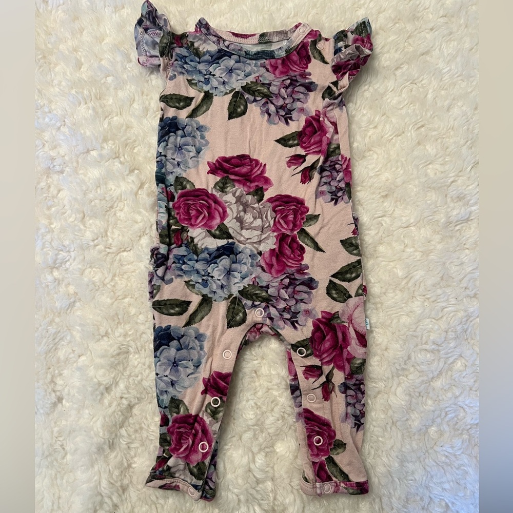 Posh Peanut Pink and Purple Floral Romper